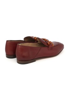 Triver Flight Mocassino Tacco Basso Morsetto Nappa Rubino