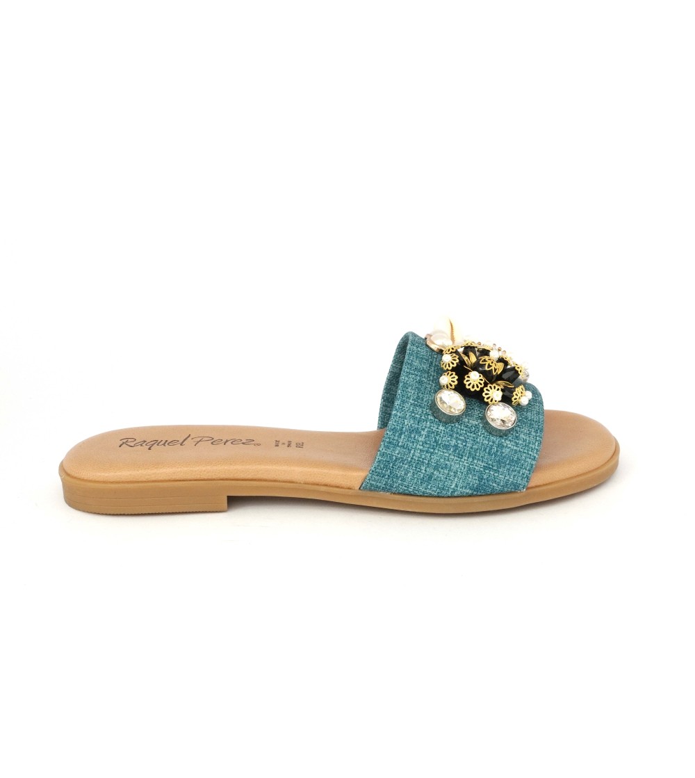Raquel Perez Ciabattina Monofascia Basso Rafia Perle Turchese