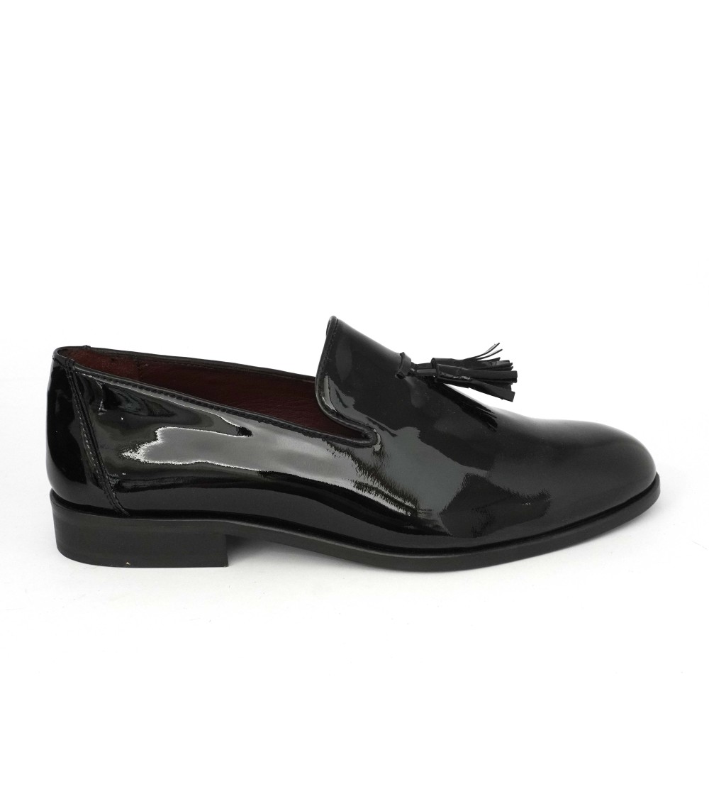 Soldini Mocassino Cerimonia Pantofolina Nappine Vernice Nero