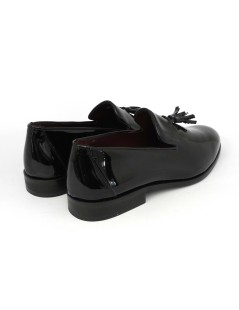 Soldini Mocassino Cerimonia Pantofolina Nappine Vernice Nero