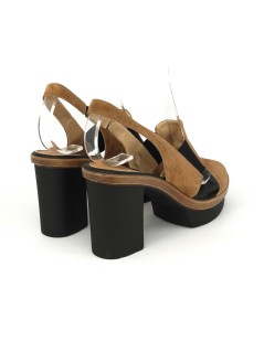 MOT-Clè Sandalo Plateau Monofascia Braccialetto Camoscio Cuoio