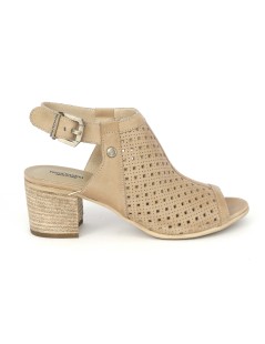Nero Giardini Sandalo Tacco Medio Monofascia Traforato Pelle Champagne