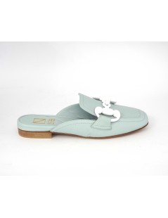 Noa Sabot Mule Tacco Basso Morsetto Nappa Celeste Tifffany