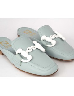 Noa Sabot Mule Tacco Basso Morsetto Nappa Celeste Tifffany