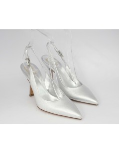 Noa Slingback Tacco Alto Spillo Punta Nappa Argento