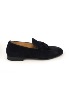 Rossano Bisconti Mocassino Slim Fondo Cuoio Nappine Camoscio Blu