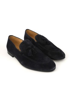 Rossano Bisconti Mocassino Slim Fondo Cuoio Nappine Camoscio Blu