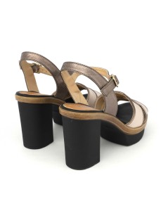 MOT-Clè Sandalo Plateau Braccialetto Incrocio Beige Castagno
