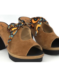 MOT-Clè Sabot Mule Aperto Plateau Monofascia Fiocco Cuoio