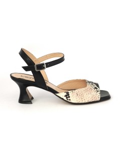 MOT-Clè Sandalo Tacco Medio Clessidra Pelle Python Nero