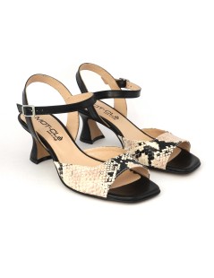 MOT-Clè Sandalo Tacco Medio Clessidra Pelle Python Nero