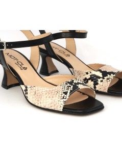 MOT-Clè Sandalo Tacco Medio Clessidra Pelle Python Nero