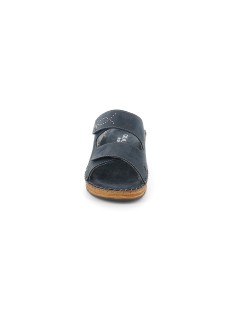 Grunland Ciabatta Zeppa Cucita Fasce Velcri Lati Semichiusi Blu