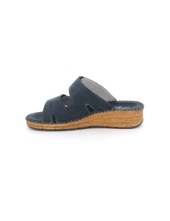 Grunland Ciabatta Zeppa Cucita Fasce Velcri Lati Semichiusi Blu