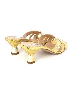 Musella Ciabattina Tacco Clessidra Doppia T Strass Multi Platino