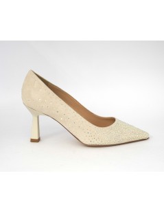 Musella Decollette Eleganti Tacco Medio Camoscio Strass Ghiaccio