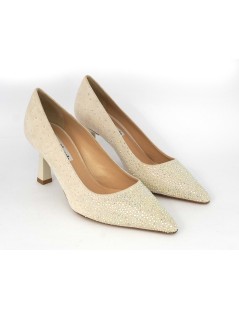 Musella Decollette Eleganti Tacco Medio Camoscio Strass Ghiaccio