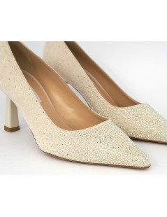 Musella Decollette Eleganti Tacco Medio Camoscio Strass Ghiaccio