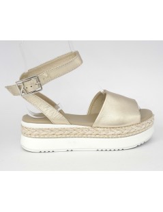 Nero Giardini Sandalo Platform Zeppa Corda Caviglia Miele Platino