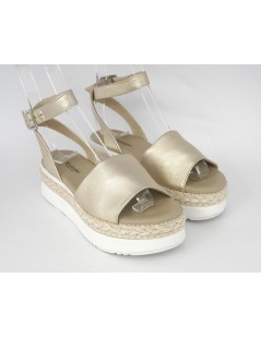 Nero Giardini Sandalo Platform Zeppa Corda Caviglia Miele Platino