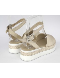 Nero Giardini Sandalo Platform Zeppa Corda Caviglia Miele Platino