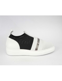 Luca Grossi Sneakers Slipon Traforato Fascia Tessuto Bianco Nero