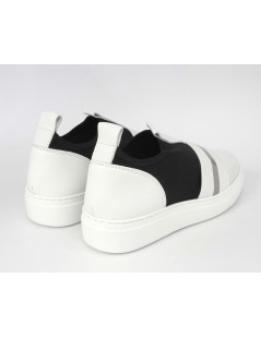 Luca Grossi Sneakers Slipon Traforato Fascia Tessuto Bianco Nero
