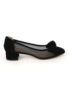 Luca Grossi Decollette Ballerina Tacco Medio Rete Camoscio Nero