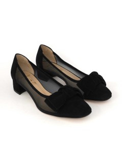 Luca Grossi Decollette Ballerina Tacco Medio Rete Camoscio Nero