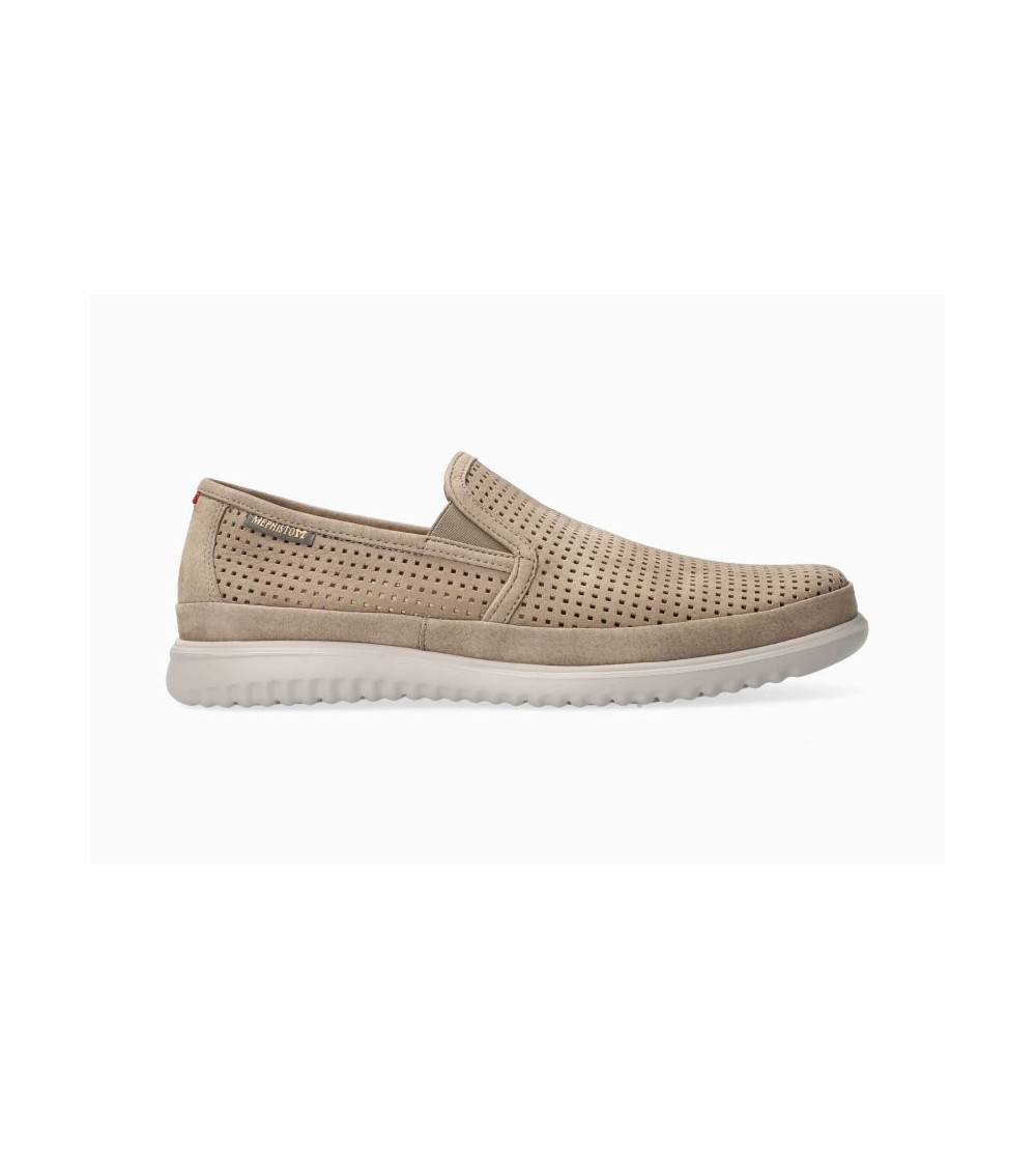 Mephisto Slipon Mocassino Tiago Nabuk Traforato Sabbia