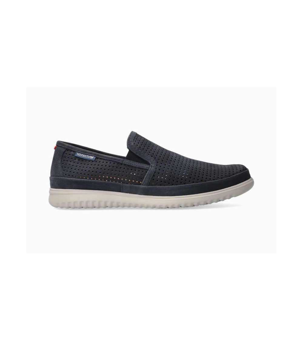 Mephisto Slipon Mocassino Tiago Nabuk Traforato Navy Marine