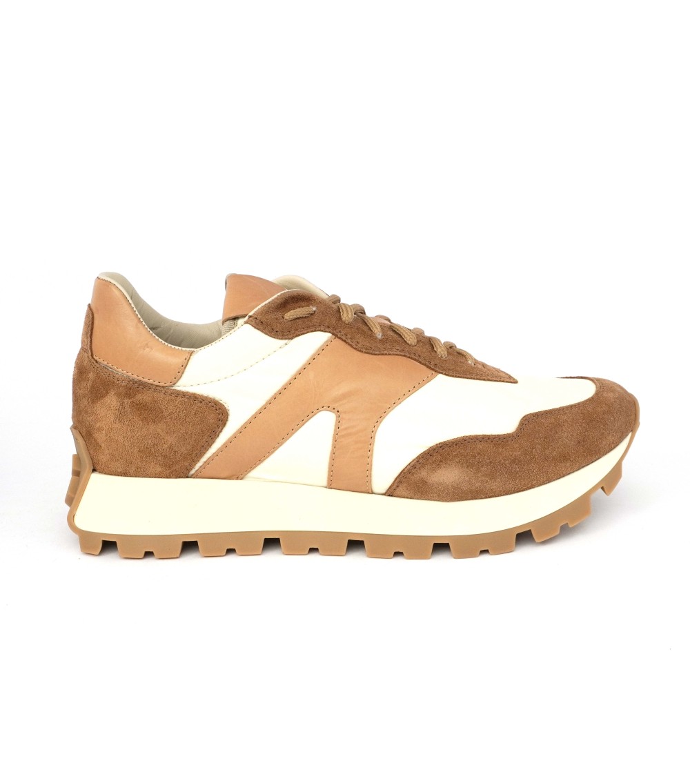 Rossano Bisconti Sneakers Balance Teston Camoscio Cuoio Beige