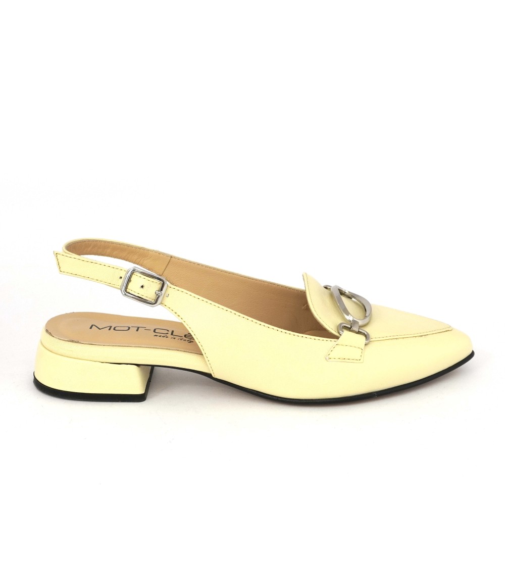 MOT-Clè Slingback Tacco Basso Morsetto Pelle Pastello