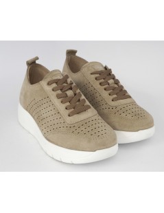 Grunland Sneakers Zeppa Media Camoscio Traforato Beige