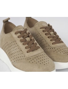 Grunland Sneakers Zeppa Media Camoscio Traforato Beige