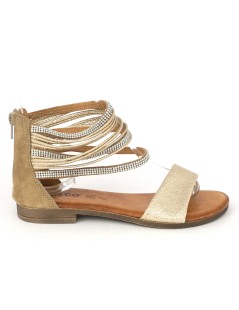 IGI &Co Sandalo Tacco Basso Cavigliera Strass Taupe Platino