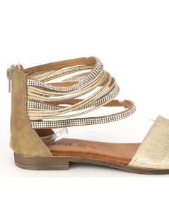 IGI &Co Sandalo Tacco Basso Cavigliera Strass Taupe Platino