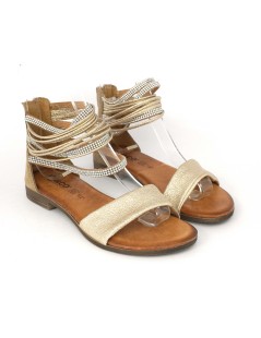 IGI &Co Sandalo Tacco Basso Cavigliera Strass Taupe Platino