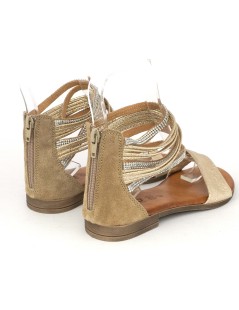 IGI &Co Sandalo Tacco Basso Cavigliera Strass Taupe Platino