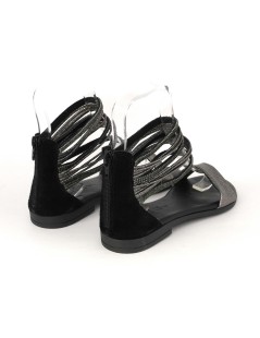 IGI &Co Sandalo Tacco Basso Cavigliera Strass Nero Piombo