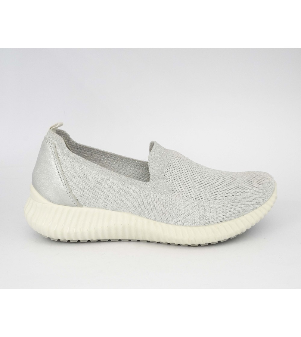 IGI &Co Sneakers Slipon Tessuto Elastico Memory Bianco Argento