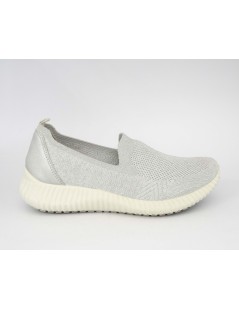 IGI &Co Sneakers Slipon Tessuto Elastico Memory Bianco Argento