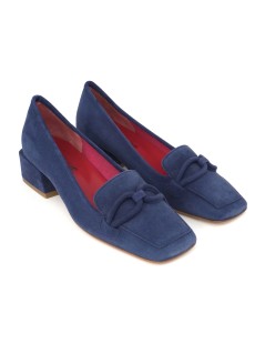 Le Babe Mocassino Tacco Medio Camoscio Blu Marine