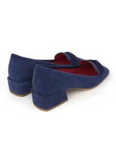 Le Babe Mocassino Tacco Medio Camoscio Blu Marine