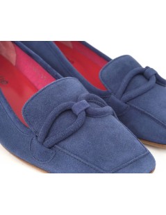 Le Babe Mocassino Tacco Medio Camoscio Blu Marine