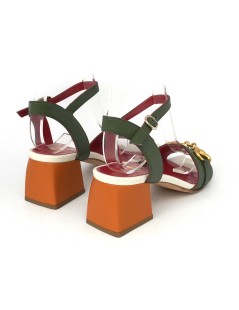 Le Babe Sandalo Tacco Medio Morsetto Creta Bianco Salvia