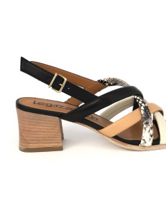 Le Gazzelle Sandalo Tacco Medio Fascette Incrocio Nero Multi