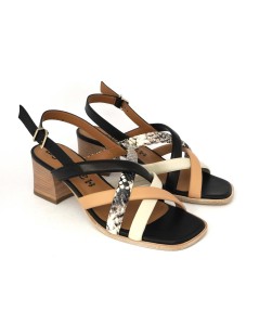 Le Gazzelle Sandalo Tacco Medio Fascette Incrocio Nero Multi