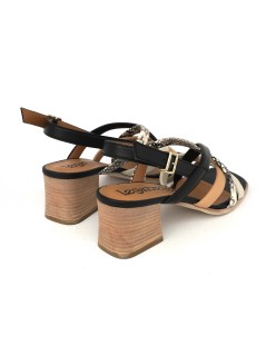 Le Gazzelle Sandalo Tacco Medio Fascette Incrocio Nero Multi