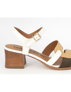 Le Gazzelle Sandalo Tacco Medio Doppia C Bianco Biscotto